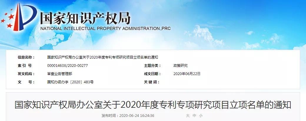 蓝晓科技成功获批国知局2020年度专利专项研究项目